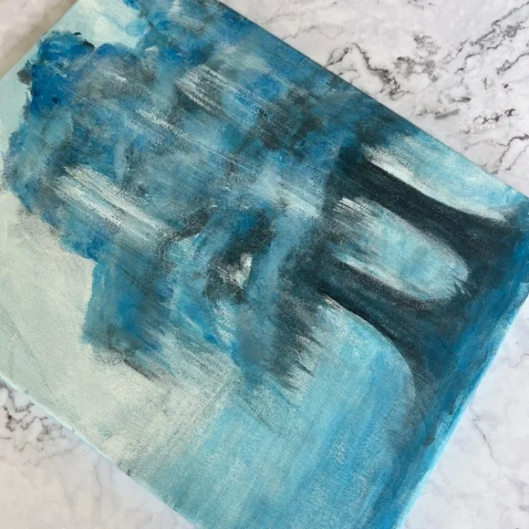 Abstract Cypress Trees Acrylic Painting11x14 CanvasWhispering Blue Canopy